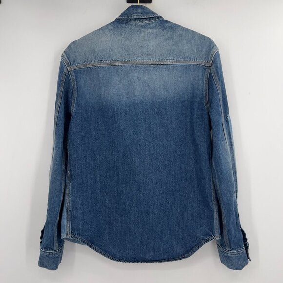 Calvin Klein Jeans Logo Patch Silver Snap Buttons Utility Shirt Women's S - Picture 5 of 13